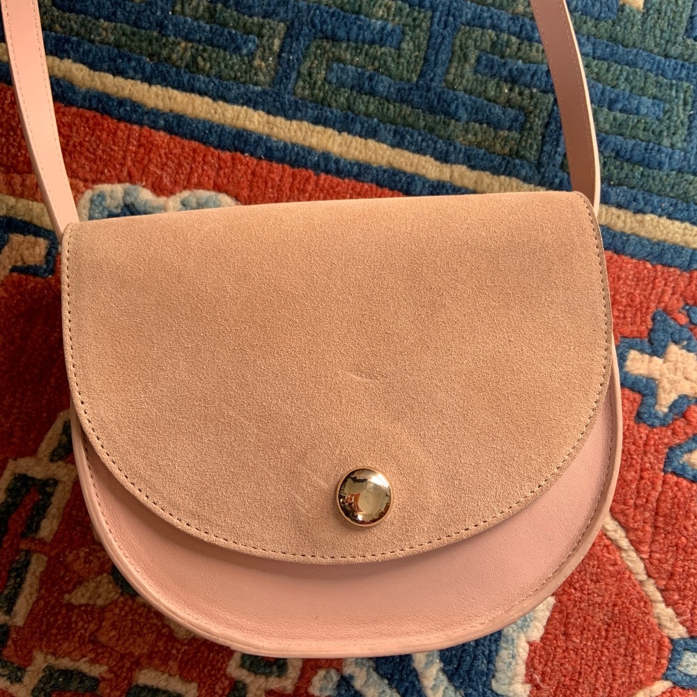 Sezane blush suede leather purse